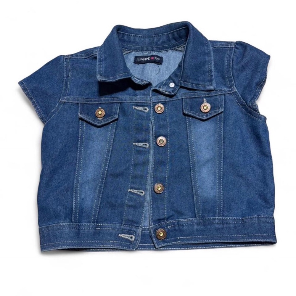 Limited Too navy denim vest with embroidered flower - size 10 youth